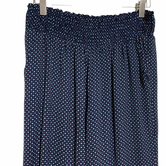 Aerie M elastic waist blue dotted pull on palazzo pants - Picture 3 of 8